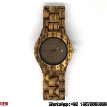 Top-Qualität Zebra-Holz Uhren Datum Quarz Uhren